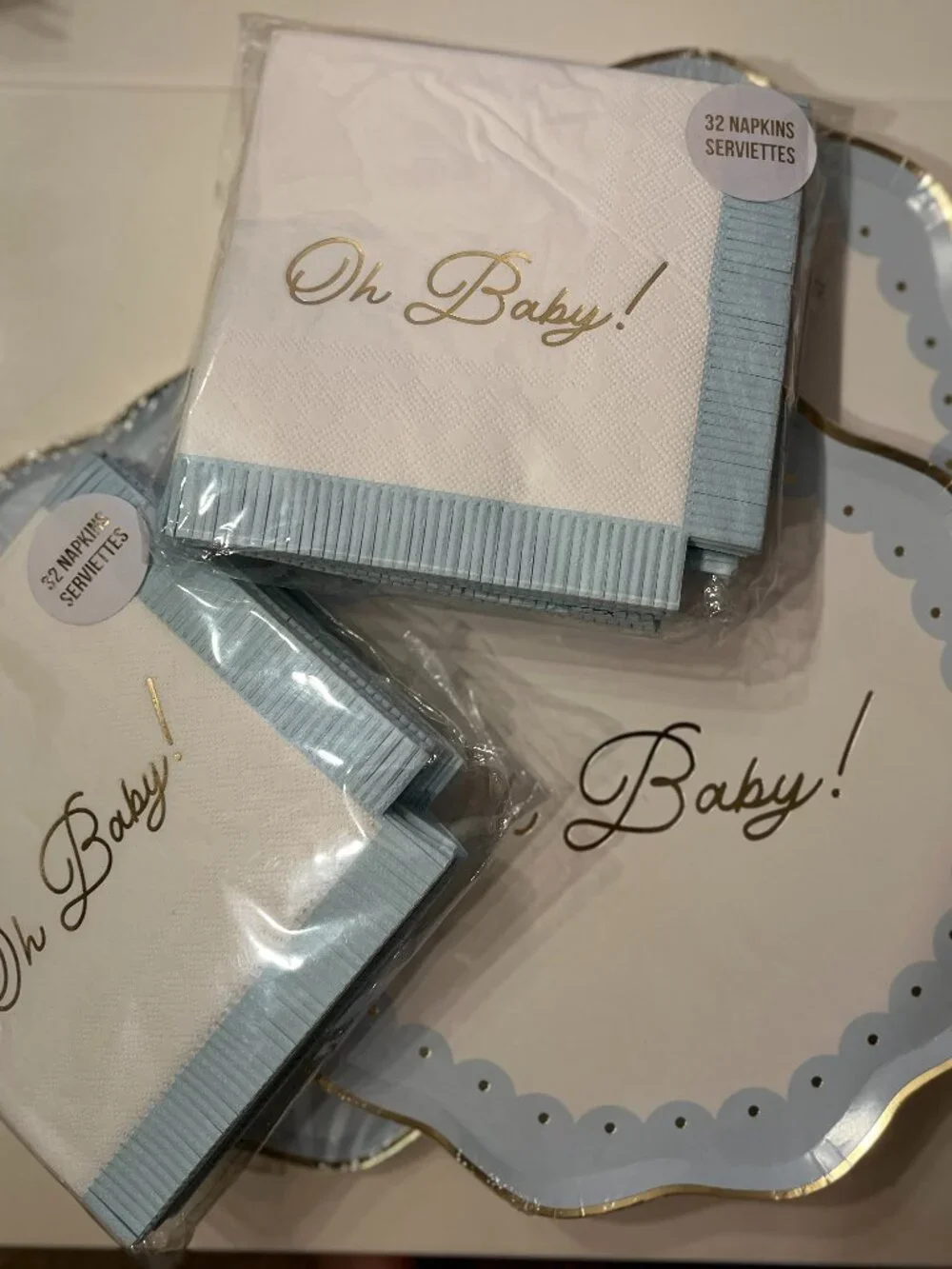 Baby Shower Party Supplies (Boy) Meri Meri Oh Baby Plates Napkins NWT (ps/x)
